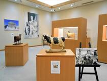 展示の様子（着色したホルスタインブロンズ像）