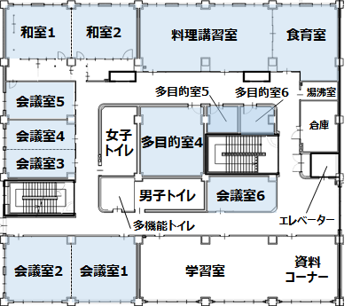佐久市生涯学習センター2階の平面図