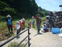 川の生きもの観察会（湯川）の様子