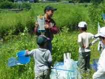 川の生きもの観察会（千曲川）の様子