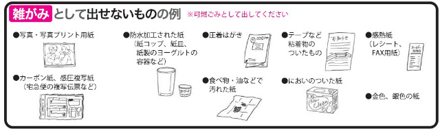 雑がみとして出せないものの例の図