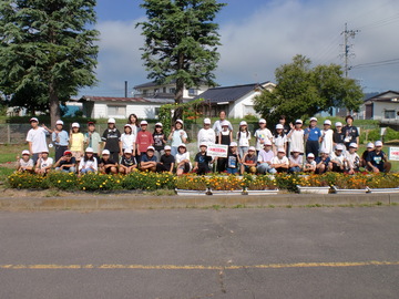 育てた花と集合写真