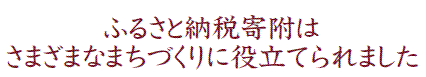 ふるさと納税寄附はさまざまなまちづくりに役立てられました