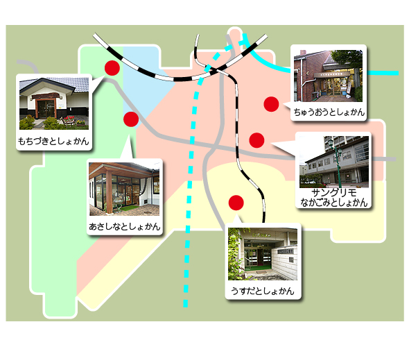 市内図書館の配置図