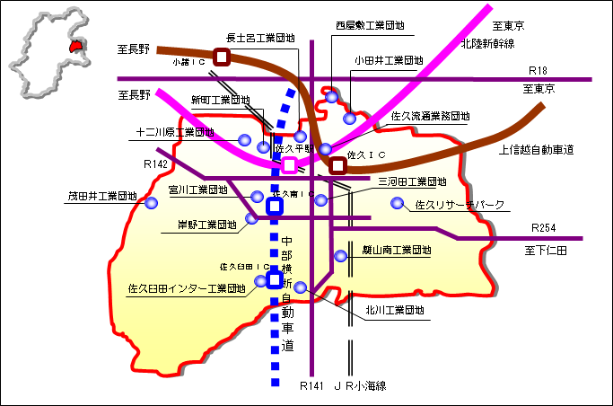 佐久市工業団地位置図の画像