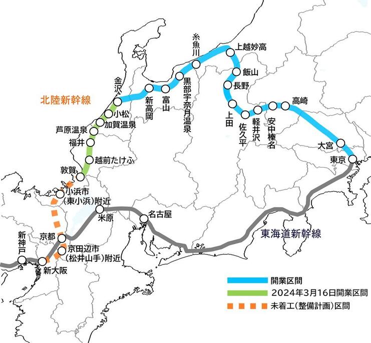 北陸新幹線ルート図