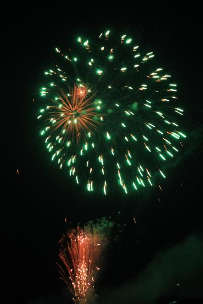 夜空を美しく彩る打ち上げ花火の画像