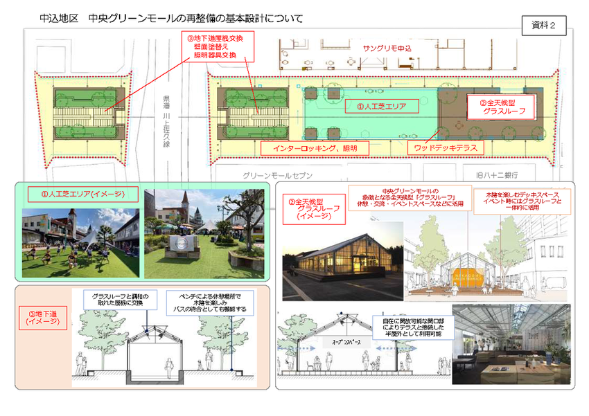 中込地区　中央グリーンモールの再整備の基本設計について