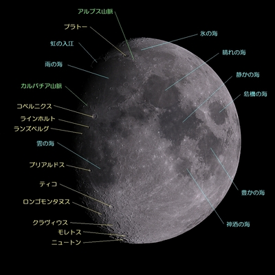 月齢10.0の月面地名