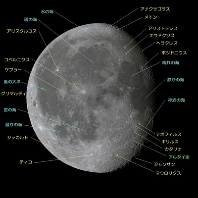 月齢18.9の月面地名